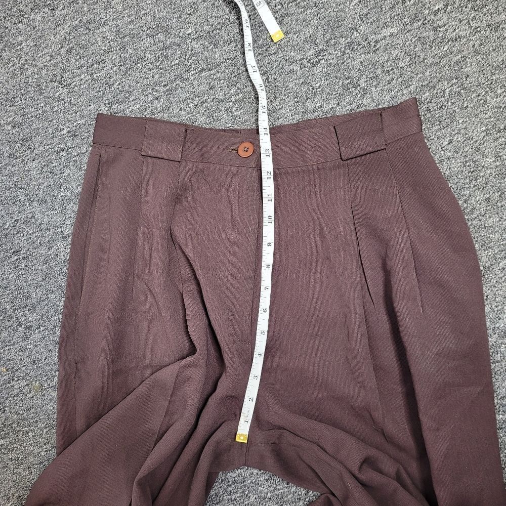 VINTAGE 80s brown high waisted dark academia‎ wide leg trouser pants M - Picture 11 of 12